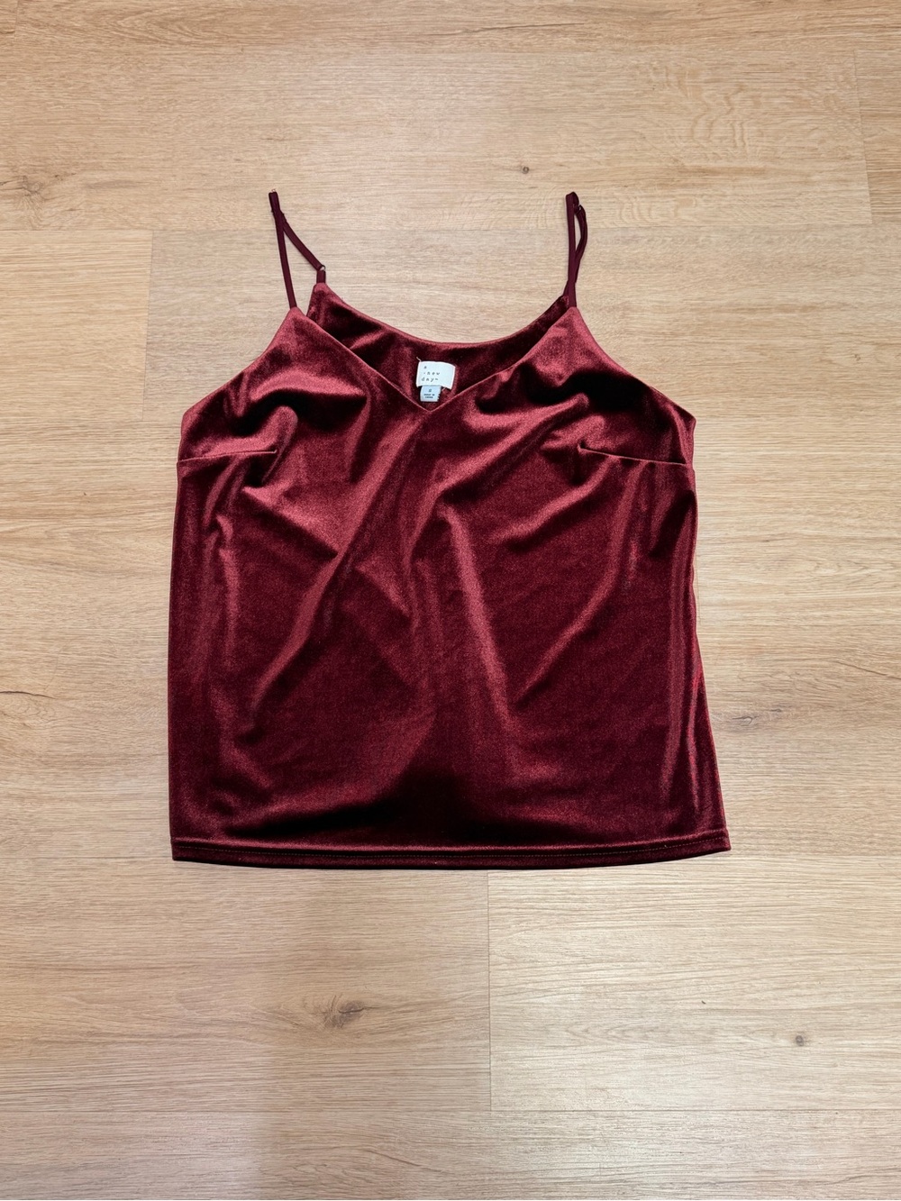 a new day Velvet Cami Tank - Burgundy